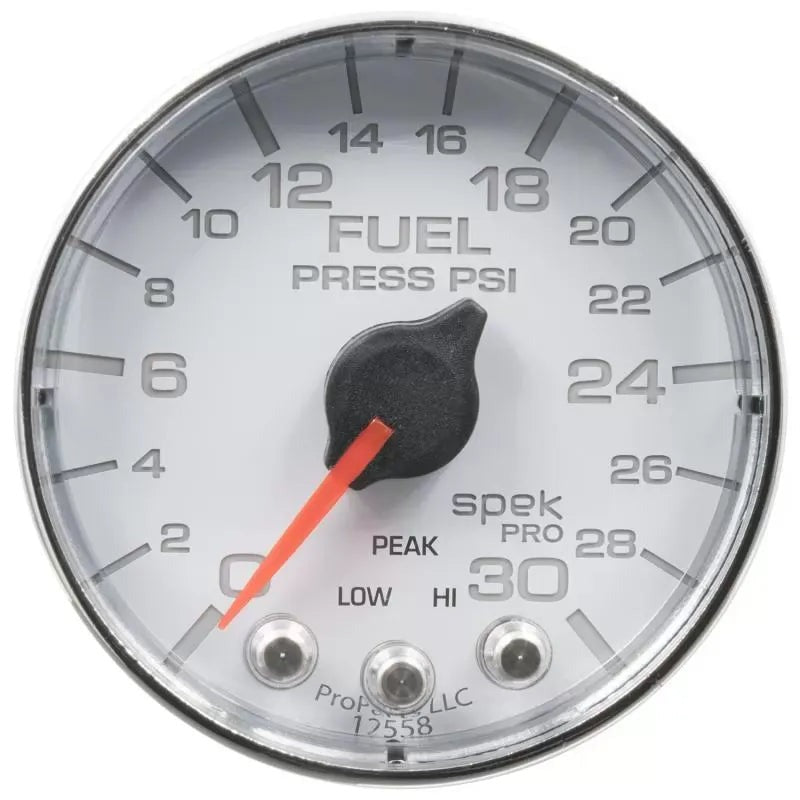 Autometer 2-1/16" 0-30 PSI SPEK-PRO Fuel Pressure Gauge White/Chrome | Universal (P316118)