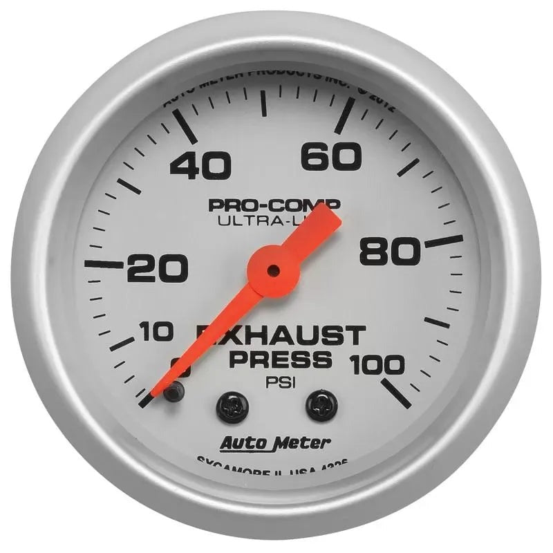 Autometer 2-1/16" 0-100 PSI Exhaust Press Gauge ULTRA-LITE | Universal (4326)