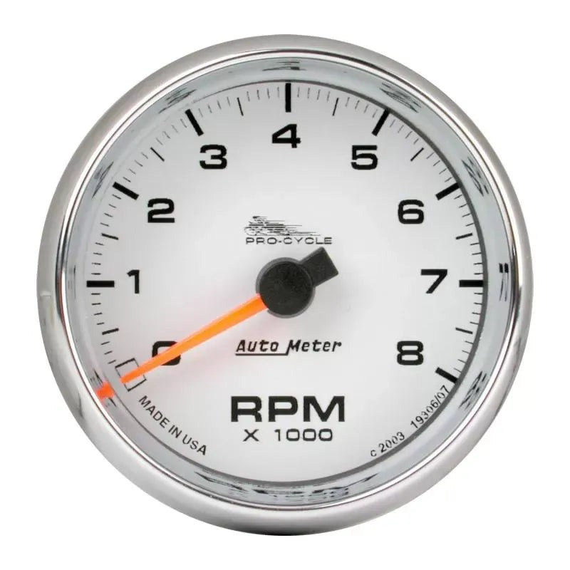 Autometer 2-5/8" 0-8000 RPM PRO-CYCLE Tachometer Gauge White | Universal (19307)