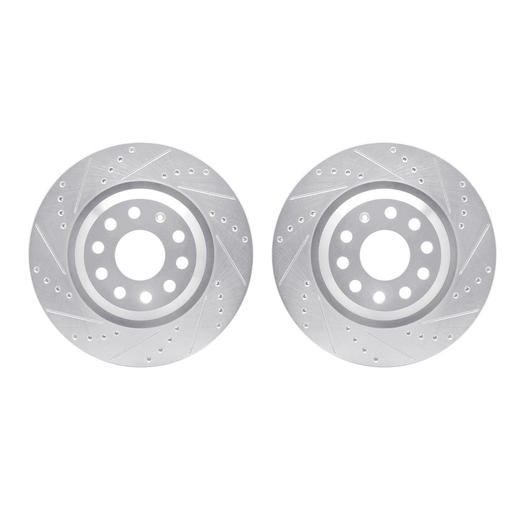 R1 Concepts Front & Rear Drilled & Slotted Silver Brake Rotor Set | 2015-2019 VW Golf R (WGPN2-73073)