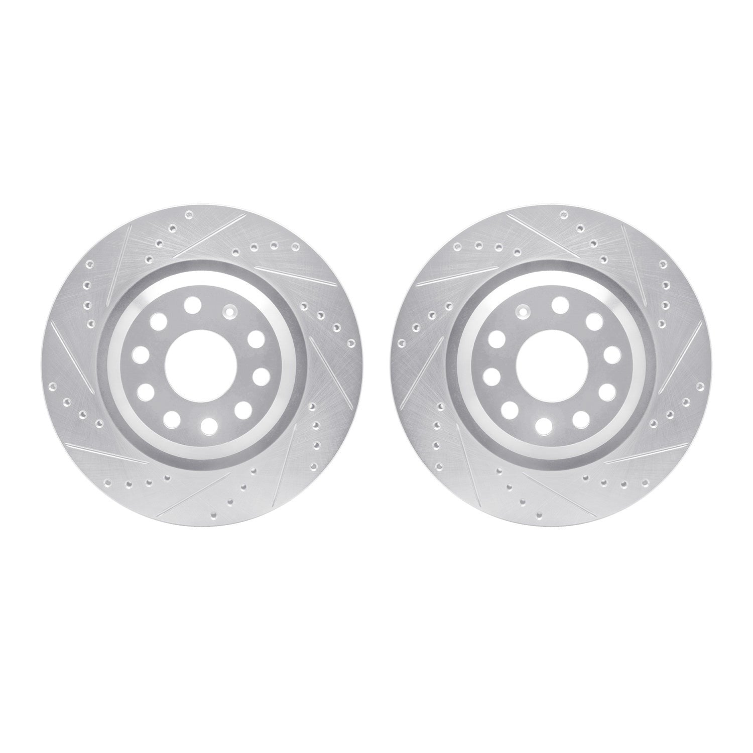 R1 Concepts Front & Rear Drilled & Slotted Silver Brake Rotor Set | 2015-2019 VW Golf R (WGPN2-73073)