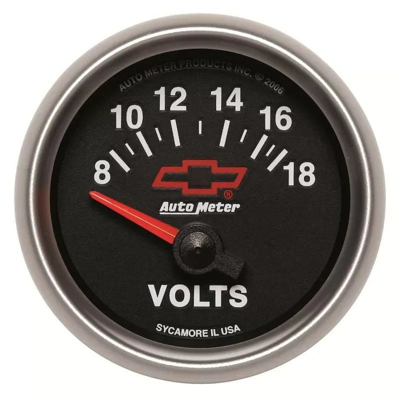 Autometer 2-1/16" 8-18V Voltmeter Gauge CHEVY Red BOWTIE | Universal (3692-00406)