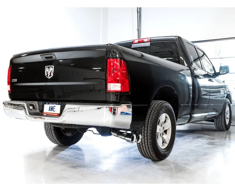 AWE 0FG Single Side Exit Catback Exhaust for 4th Gen RAM 1500 5.7L (without bumper cutouts) - Dual Chrome Tips (3015-32304)