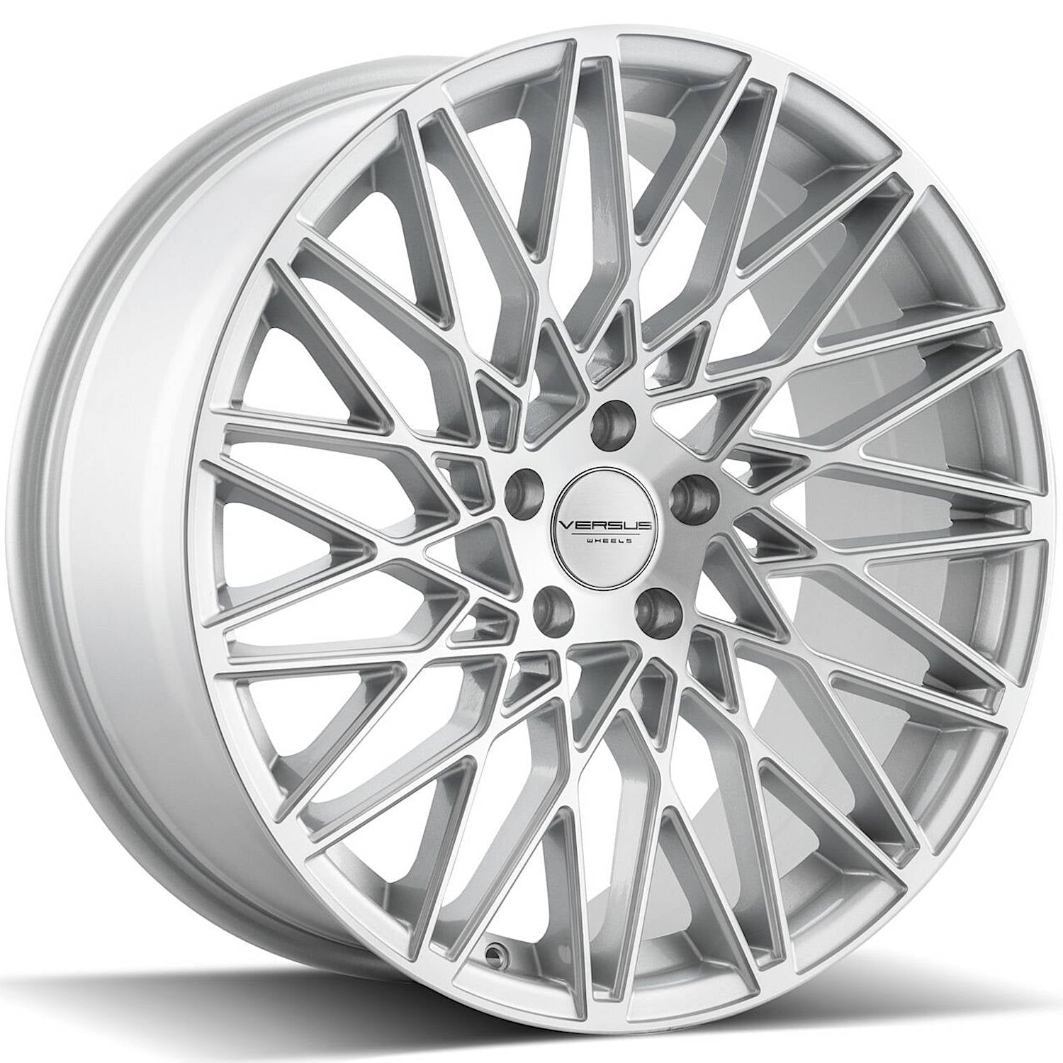 Versus Racing VS001 Silver w/Machined Spoke Faces and Outer Lip Ring 20x8.5 | 5x114.3 (VS00120855114+35SMF)