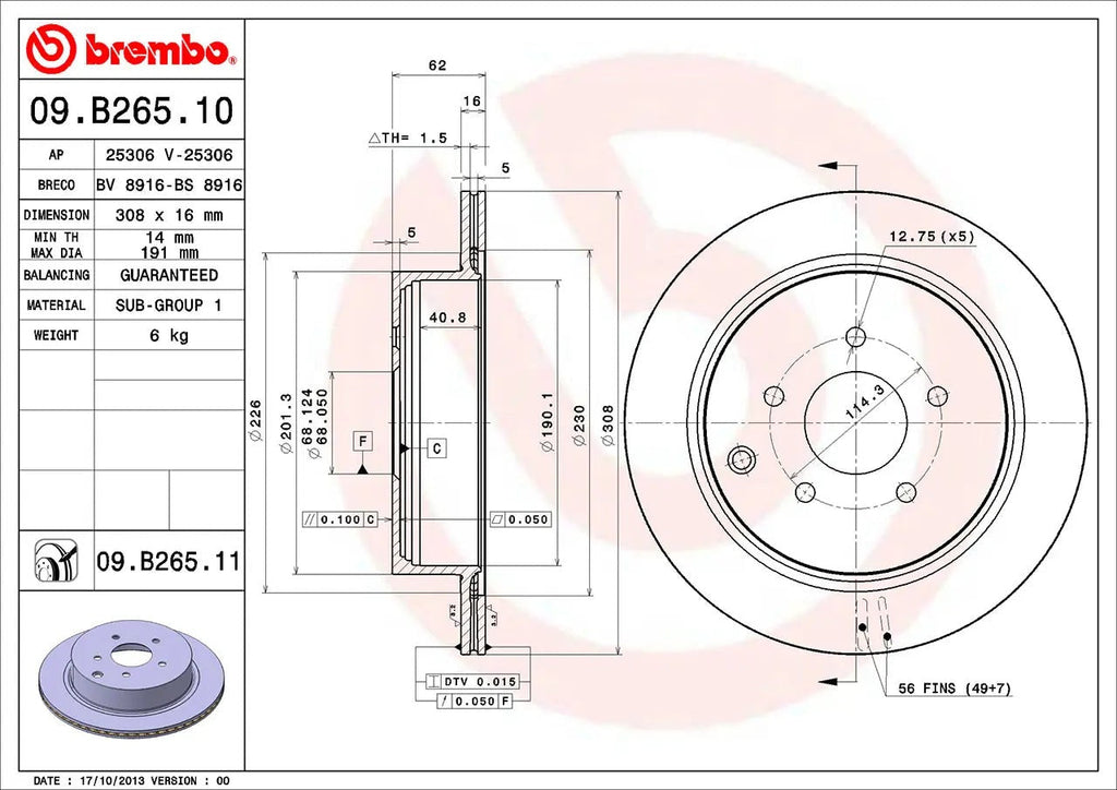 Brembo Rear UV Coated Rotor | 2014-2024 Infiniti Q50 & 2018-2022 Infiniti Q60 (09.B265.1)