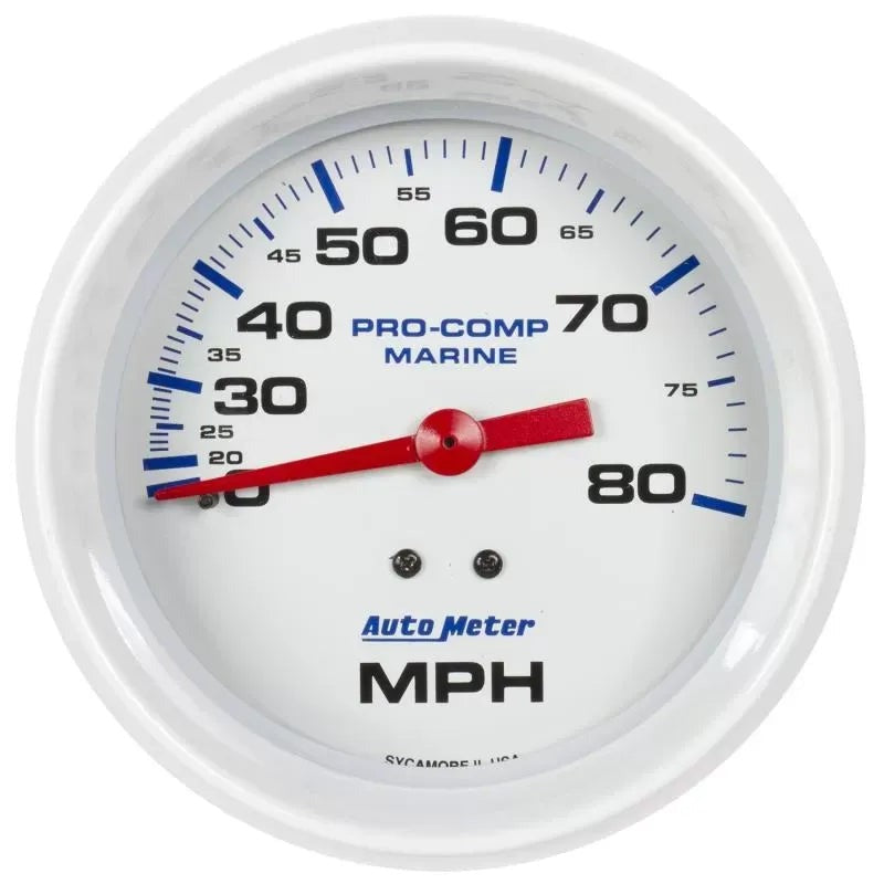 Autometer 3-3/8" 0-80 MPH Mechanical Speedometer Gauge Marine White | Universal (200753)