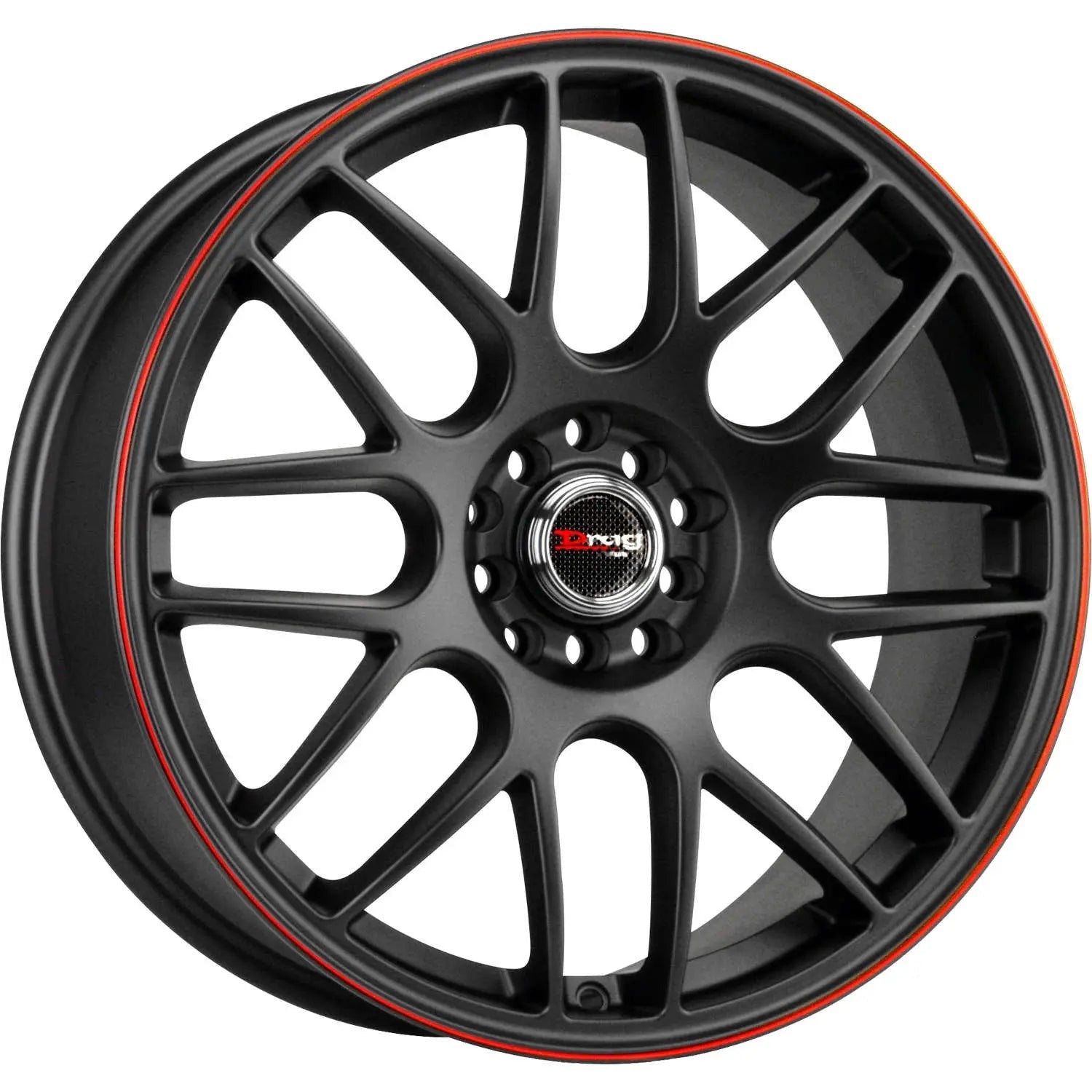 Drag Wheels DR34 Flat Black w/ Red Lip Stripe 15x7 | 4x100/4x114.3 (DR34157044073BFR1)