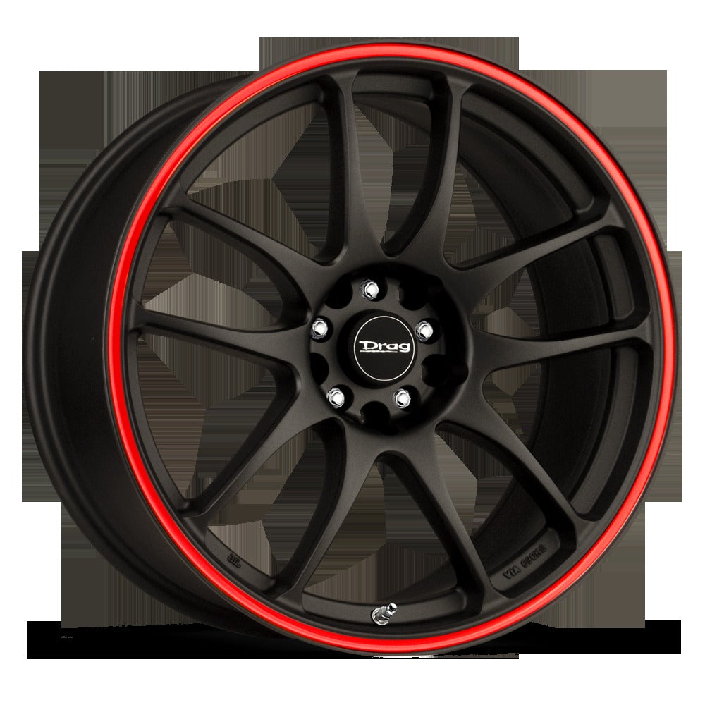 Drag Wheels DR31 Flat Black w/ Red Lip Stripe 17x9 | 5x100/5x114.3 (DR31179051773BFR1)