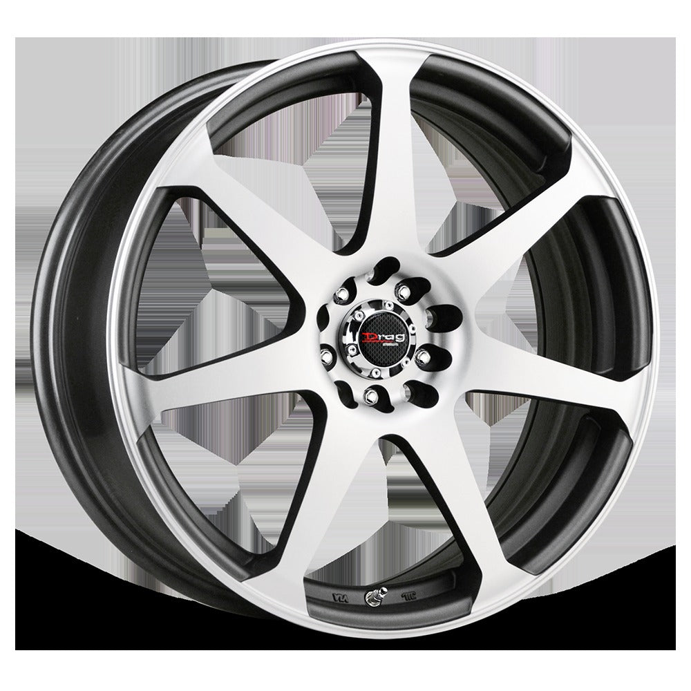 Drag Wheels DR33 Charcoal Gray w/ Machined Spoke Faces 18x7.5 | 5x100/5x114.3 (DR331875054573GMFM)