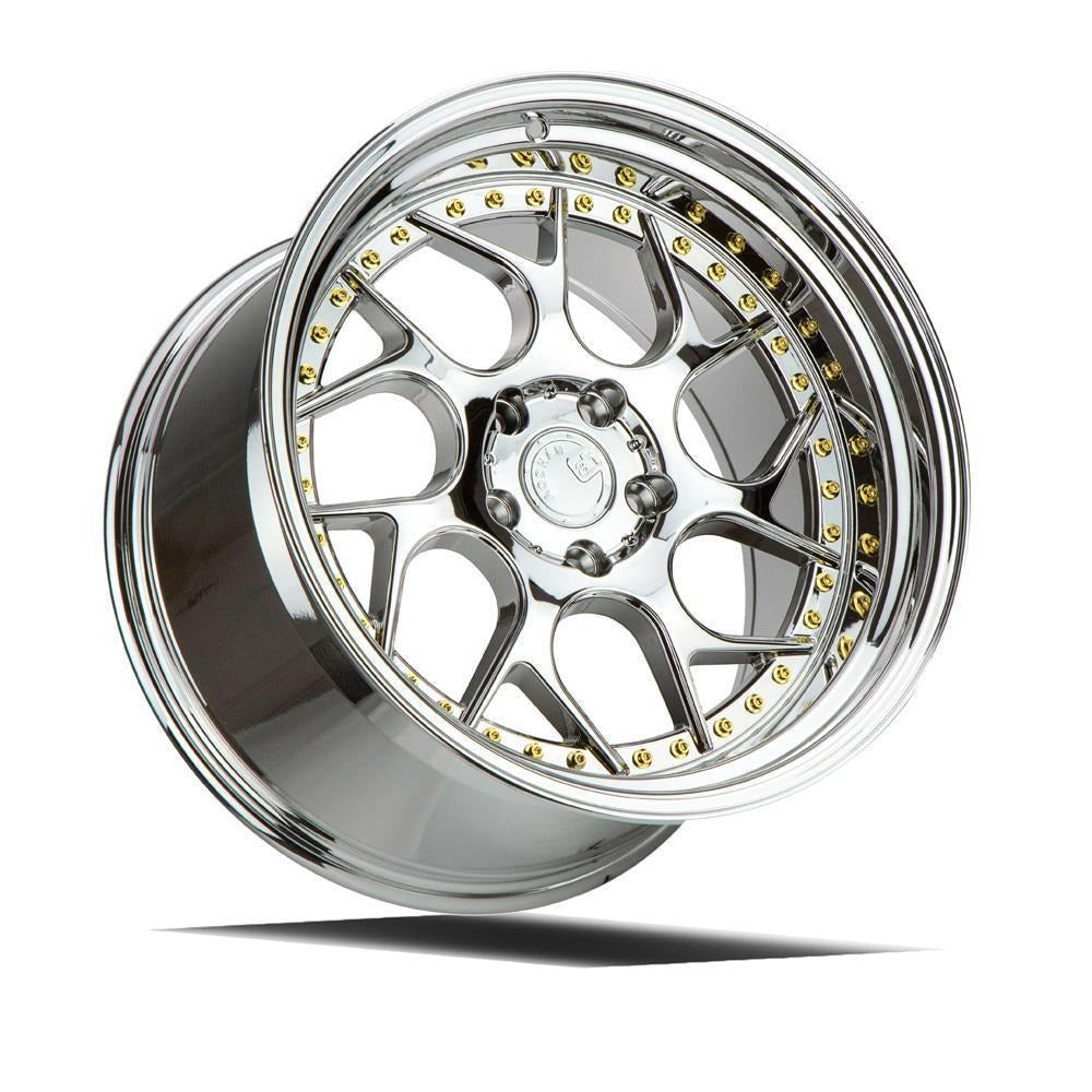 AodHan Wheels DS01 Vacuum Chrome w/ Gold Rivets 19x10.5 | 5x114.3 (DS1191055114322VC)
