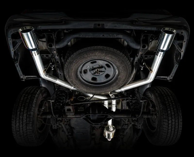 AWE 0FG Dual Rear Exit Catback Exhaust for 4th Gen RAM 1500 5.7L (without bumper cutouts) - Chrome Silver Tips (3015-32101)