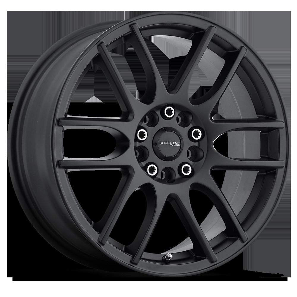 Raceline Wheels Mystique Satin Black 18x7.5 | 5x110/5x114.3 (141B-87588+42)