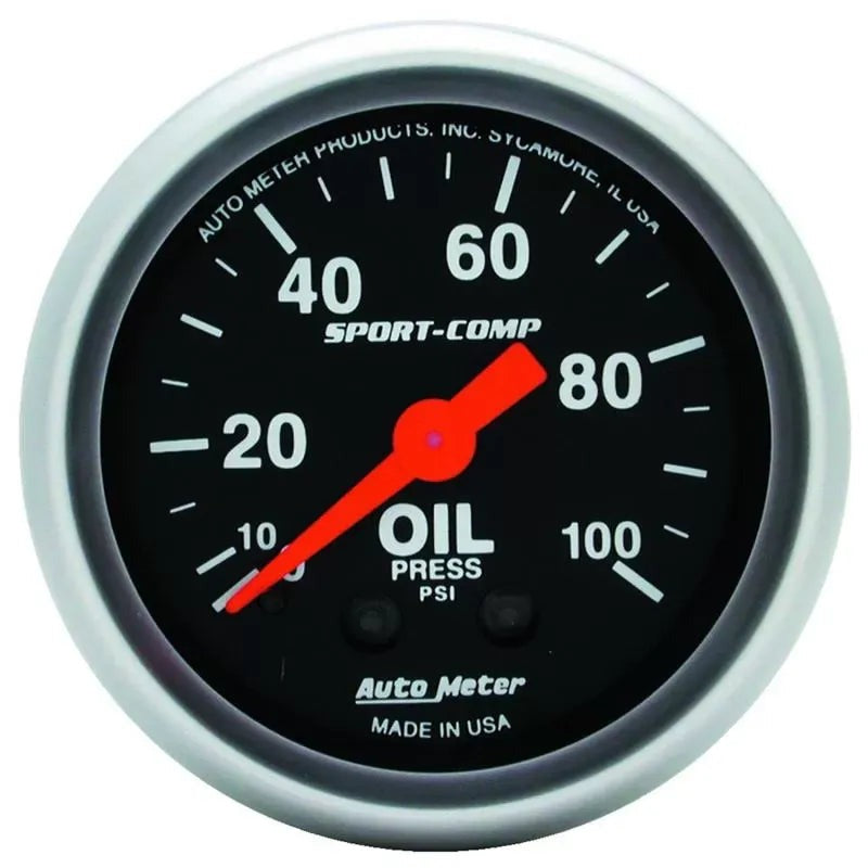 Autometer 2-1/16" 0-100 PSI Oil Pressure Gauge SPORT-COMP | Universal (3321)