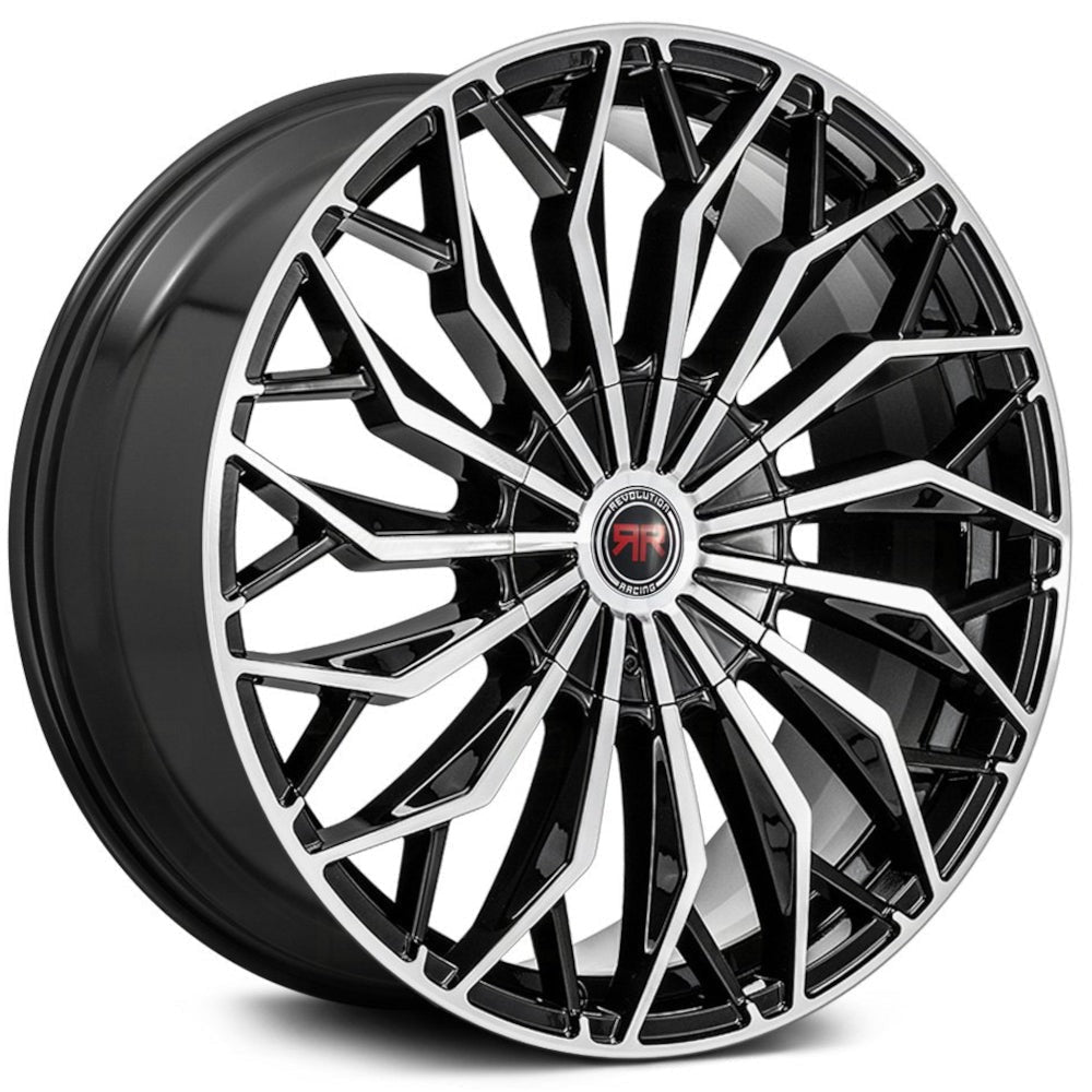 Revolution Racing RR27 Gloss Black w/ Machined Spoke Faces 20x8 | 5x110/5x114.3 (RR27-208511014+40BM)