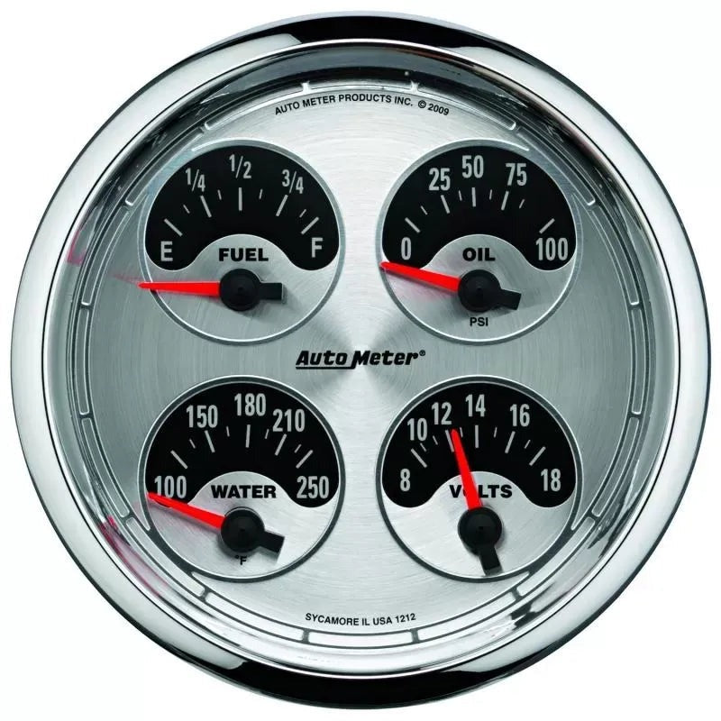Autometer 5" 100 PSI/100-250 °F/8-18V/0-90 Ω Quad Gauge American Muscle | Universal (1225)