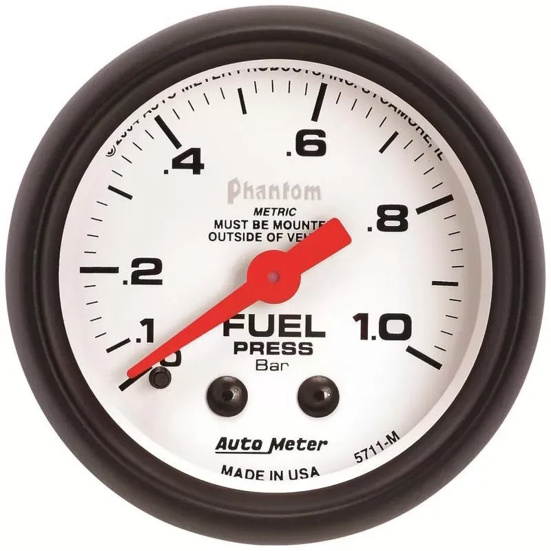 Autometer 2-1/16" 0-1.0 BAR Fuel Pressure Gauge Phantom | Universal (5711-M)