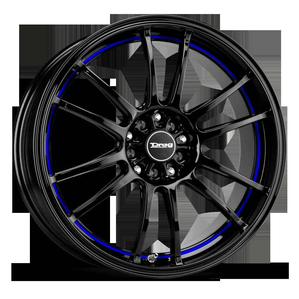 Drag Wheels DR38 Gloss Black w/ Blue Undercut 17x8 | 5x100/5x114.3 (DR38178053573GBBL1)
