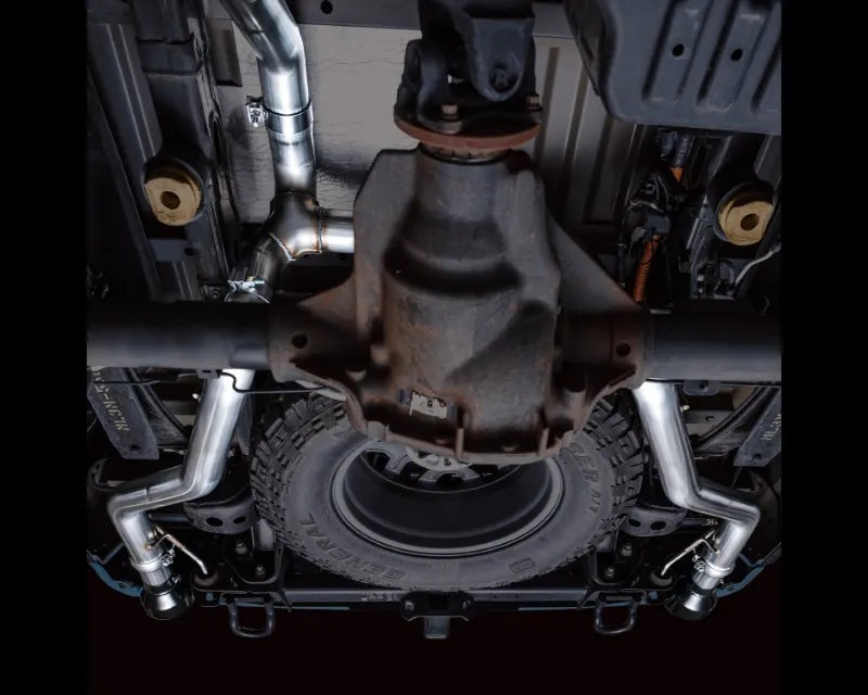 AWE 0FG Non-Resonated Catback for '21+ Ford F-150 Tremor (With Bumper Cutouts) - Diamond Black Tips (3020-33402)