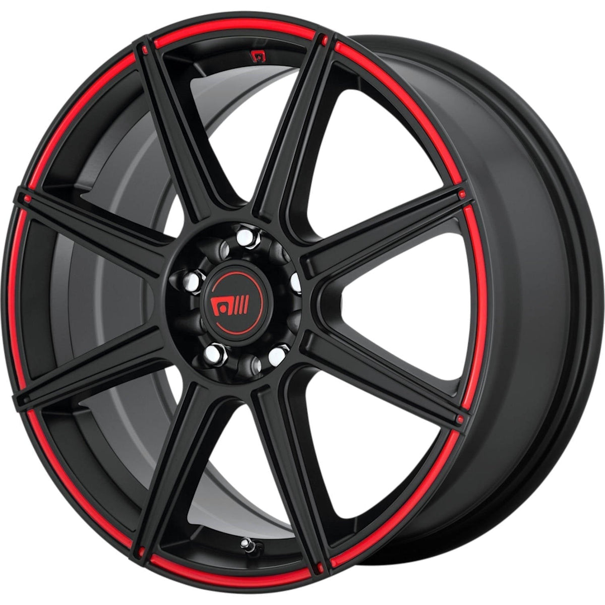 Motegi Racing MR142 Satin Black w/ Red Stripe 15x6.5 | 5x100/5x114.3 (MR14256531940)