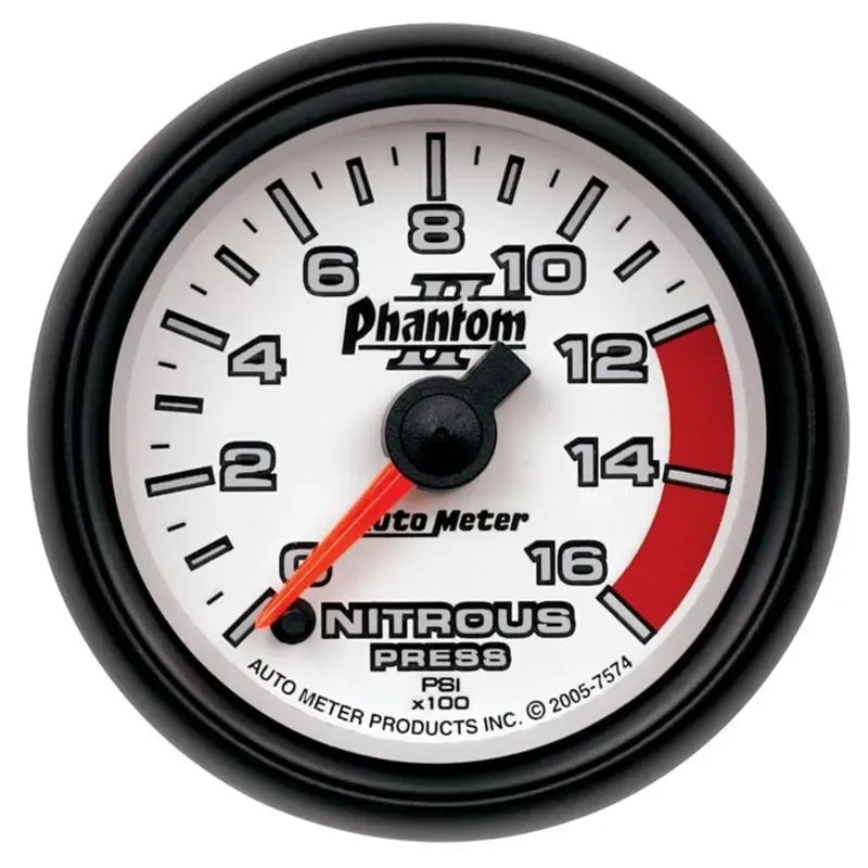 Autometer 2-1/16" 0-1600 PSI Nitrous Pressure Gauge Phantom II | Universal (7574)