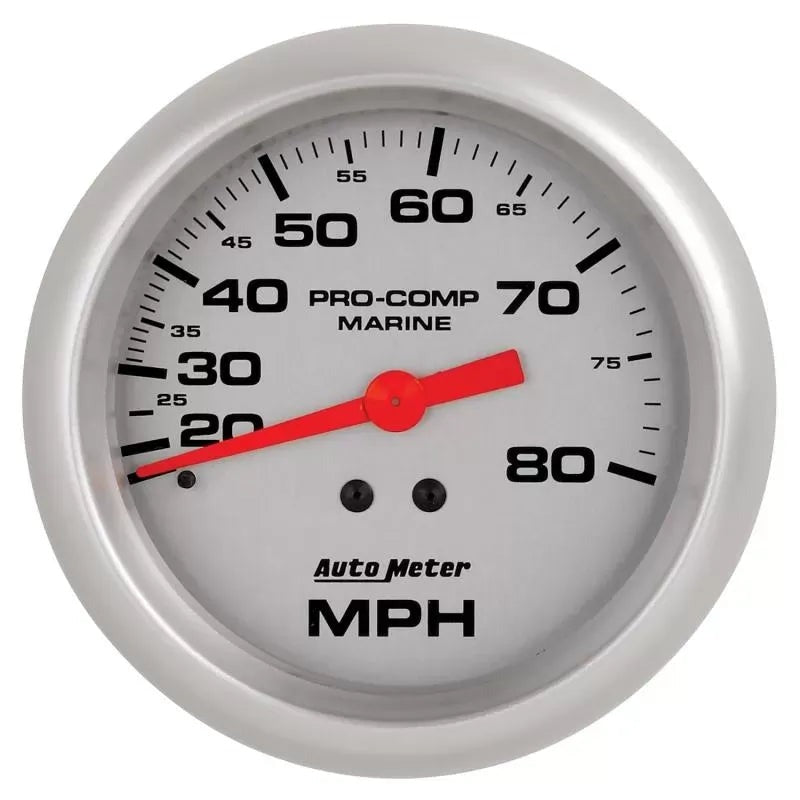 Autometer 3-3/8" 0-80 MPH Mechanical Speedometer Gauge Marine Silver ULTRA-LITE | Universal (200753-33)