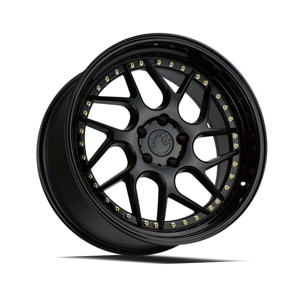 AodHan Wheels DS01 Gloss Black w/ Gold Rivets 18x10.5 | 5x114.3 (DS1181055114322GBGR)