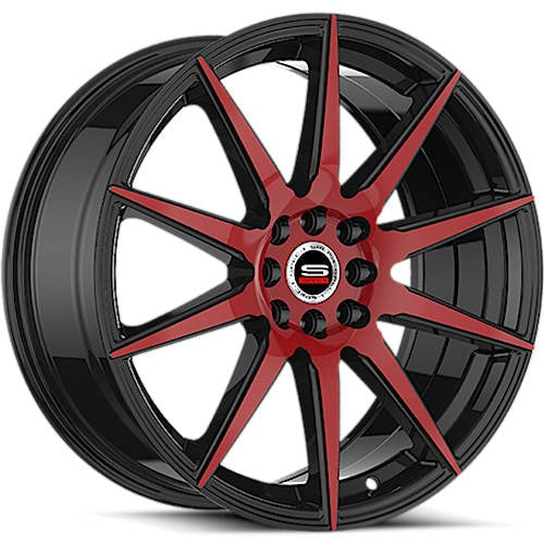 Spec-1 Wheels SP-51 Gloss Black w/ Red Spoke Faces 20x8.5 | 5x100/5x114.3 (SP-5120852338GBR)