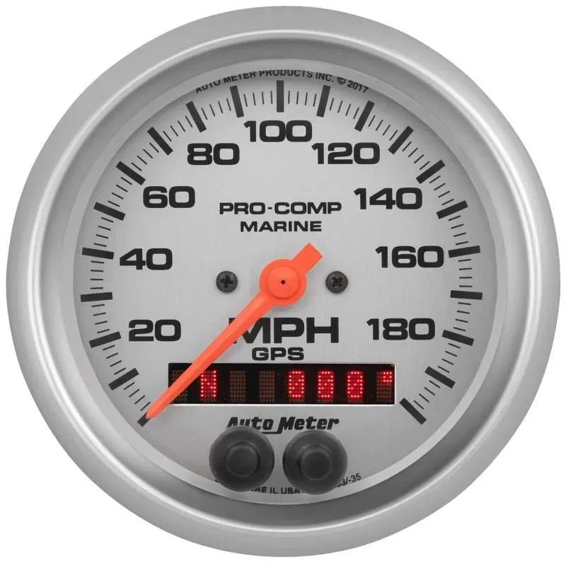 Autometer 3-3/8" 0-200 MPH Speedometer Gauge Marine Silver ULTRA-LITE | Universal (200639-33)