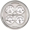 Autometer 5" 100 PSI/100-250 °F/8-18V/240-33 Ω Quad Gauge Old Tyme White II | Universal (1210)
