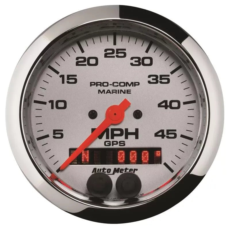 Autometer 3-3/8" 0-50 MPH Speedometer Gauge Marine Chrome ULTRA-LITE | Universal (200635-35)