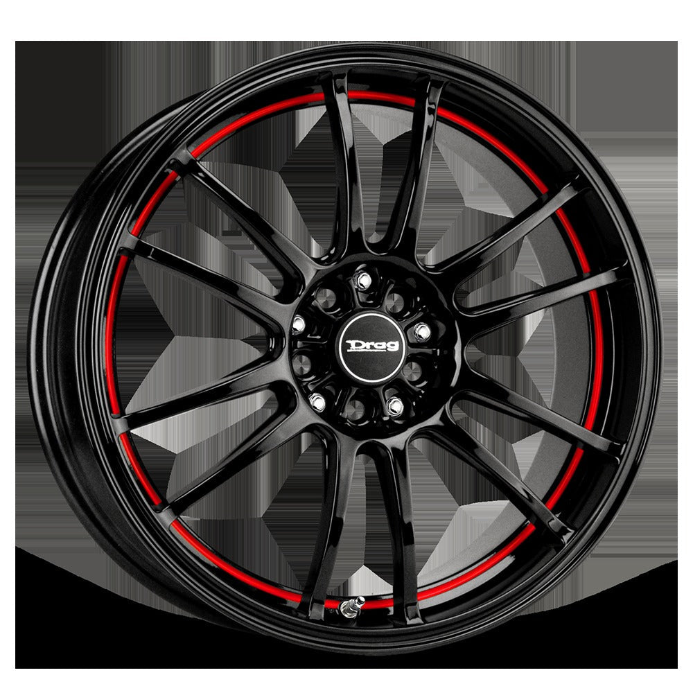 Drag Wheels DR38 Gloss Black w/ Red Undercut 17x7 | 5x100/5x114.3 (DR38177054073GBR1)