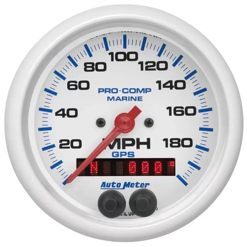 Autometer 3-3/8" 0-200 MPH Speedometer Gauge Marine Silver ULTRA-LITE | Universal (200639)