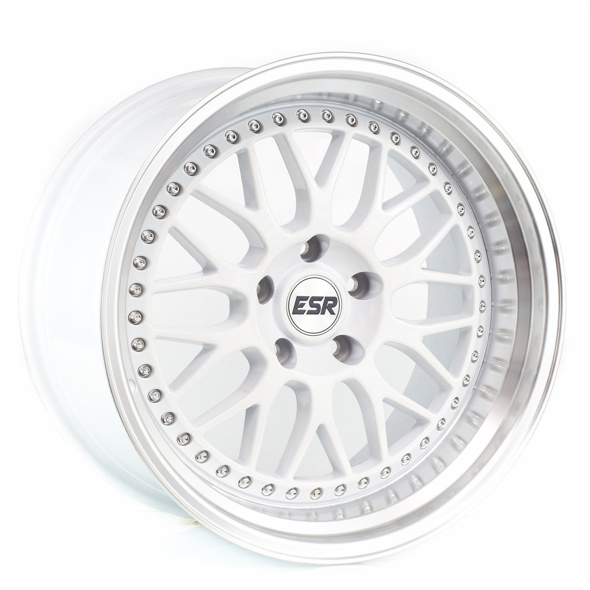 ESR Wheels SR01 White w/ Machined Lip 18x9.5 | 5x120 (89552035 SR01WHT-ML)