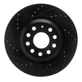 R1 Concepts Front & Rear Drilled & Slotted Black Brake Rotor Set | 2015-2019 VW Golf R (WHPN2-73070)