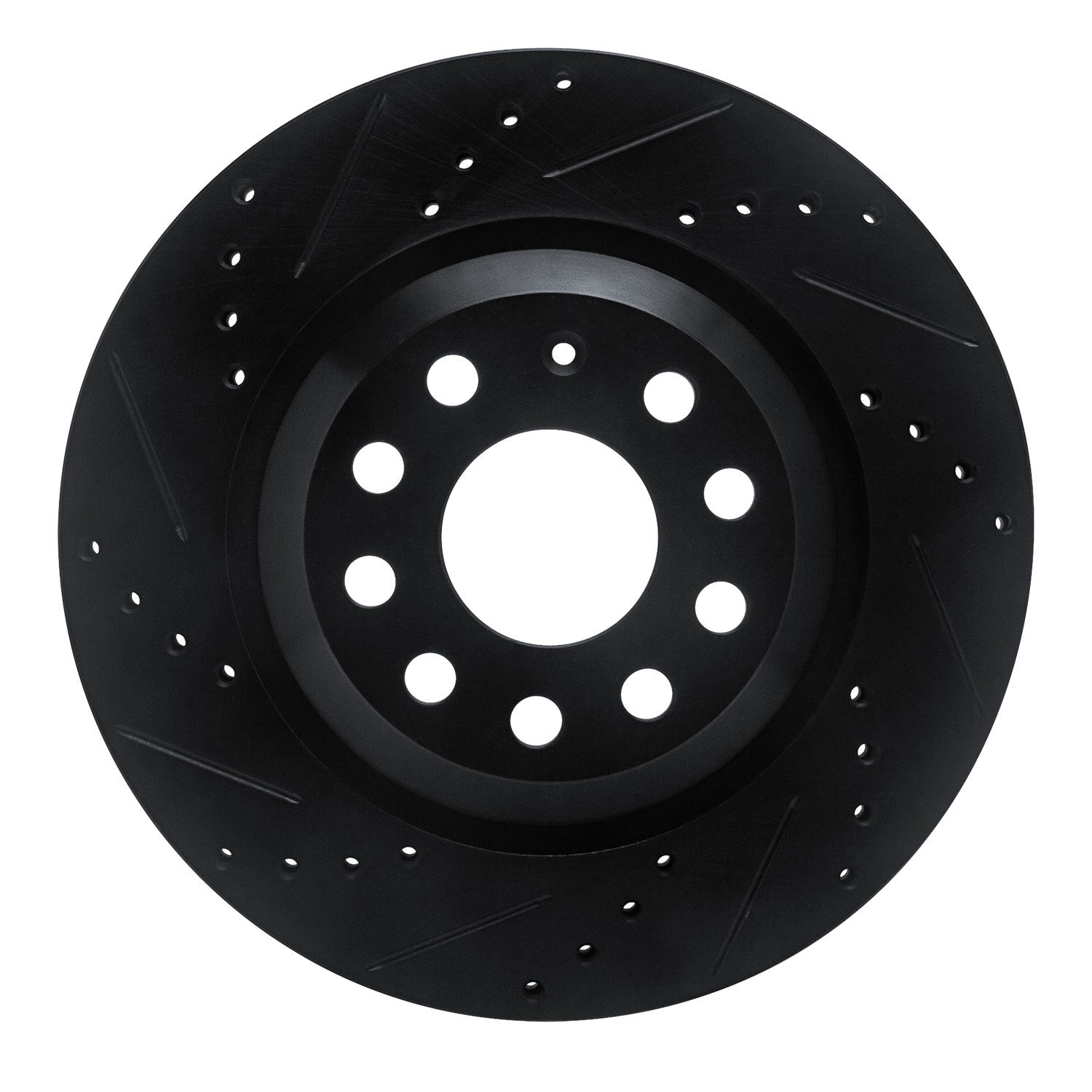 R1 Concepts Front & Rear Drilled & Slotted Black Brake Rotor Set | 2015-2019 VW Golf R (WHPN2-73070)