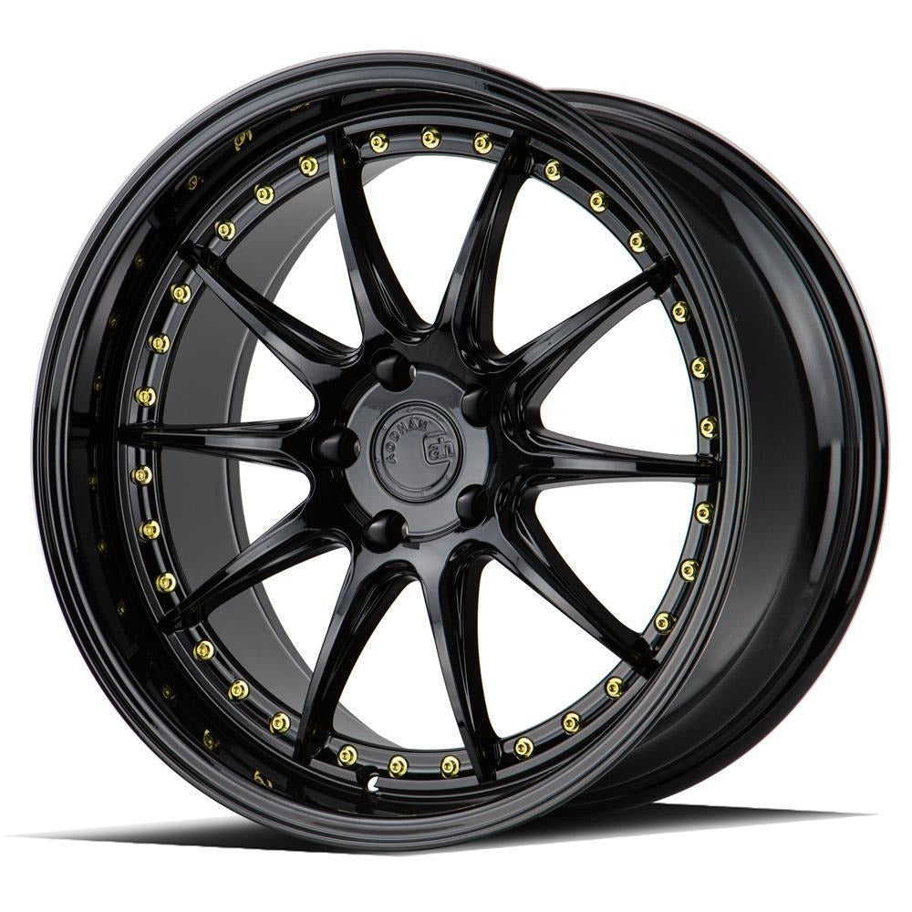 AodHan Wheels DS07 Gloss Black w/ Gold Rivets 19x11 | 5x114.3 (DS71911511422GB)