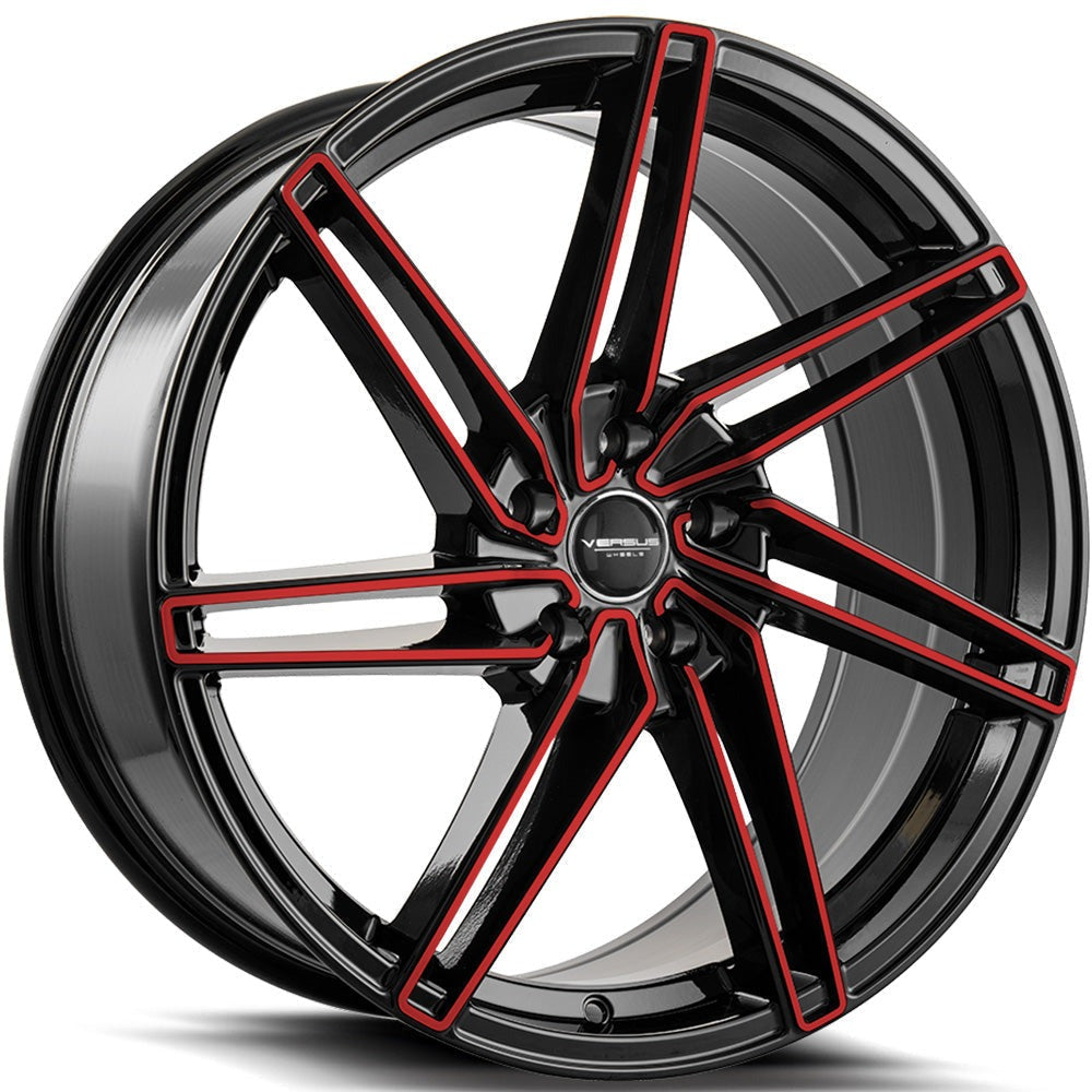 Versus Racing VS88 Black w/Red Spoke Edges 20x8.5 | 5x114.3 (VS8820855114+35BLACK/RED)