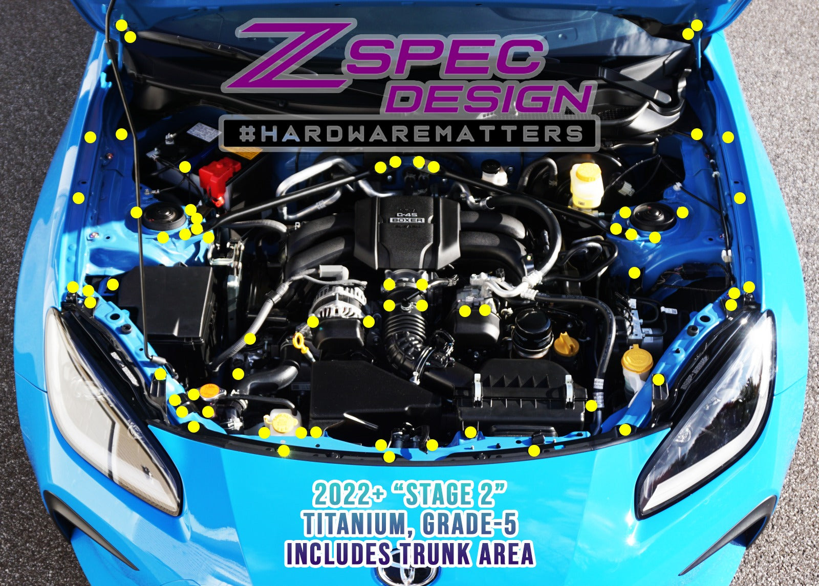ZSPEC "Stage 2" Dress Up Bolts® Titanium Fastener Kit | 2022+ Toyota GR86/Subaru BRZ (00843612124289)
