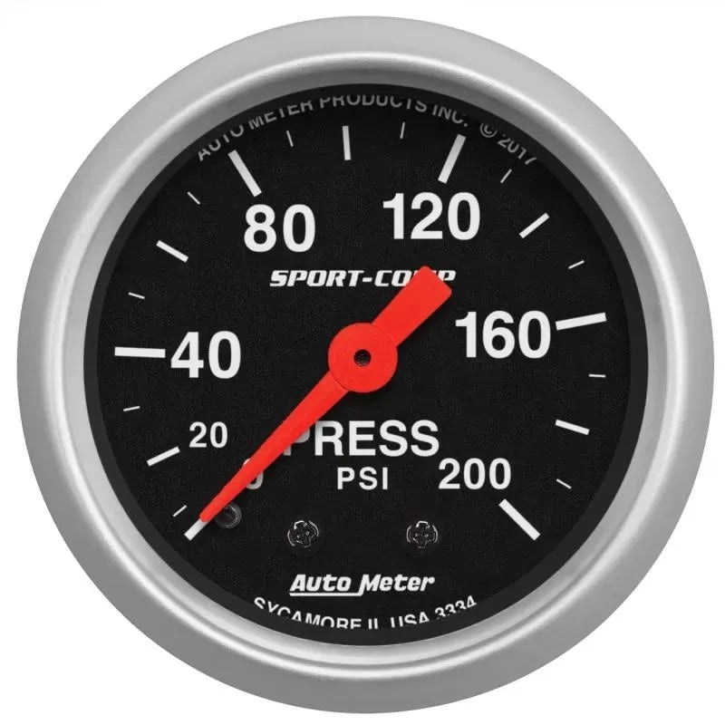 Autometer 2-1/16" 0-200 PSI Pressure Gauge SPORT-COMP | Universal (3334)