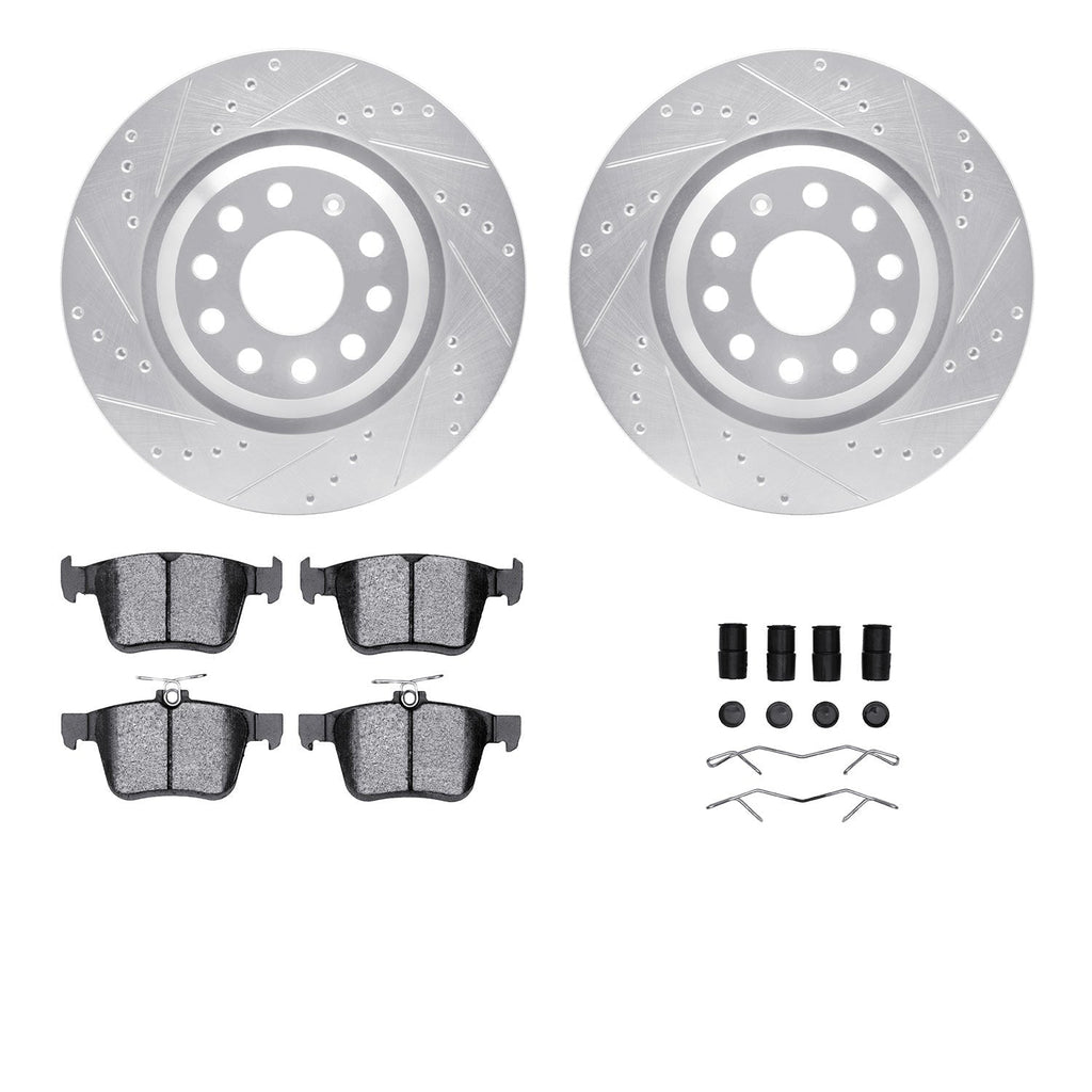 R1 Concepts Front & Rear Drilled & Slotted Carbon Coated Rotor Set w/Optimum Pads | 2015-2019 VW Golf R (WBUH2-74160)