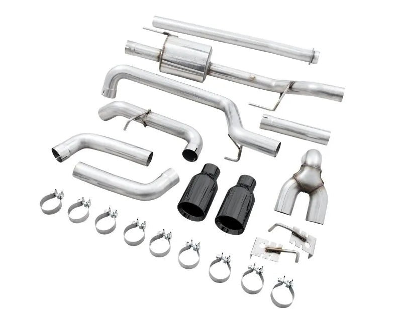 AWE 0FG Dual Split Rear Exhaust for '21+ Ford F-150 - 5" Diamond Black Tips (3015-33119)