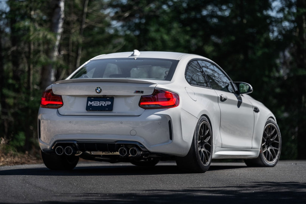 MBRP Stainless Steel 3" Resonator-Back - Quad Outlet w/ Carbon Fiber Tips | 2019-2021 BMW M2 (S45023CF)
