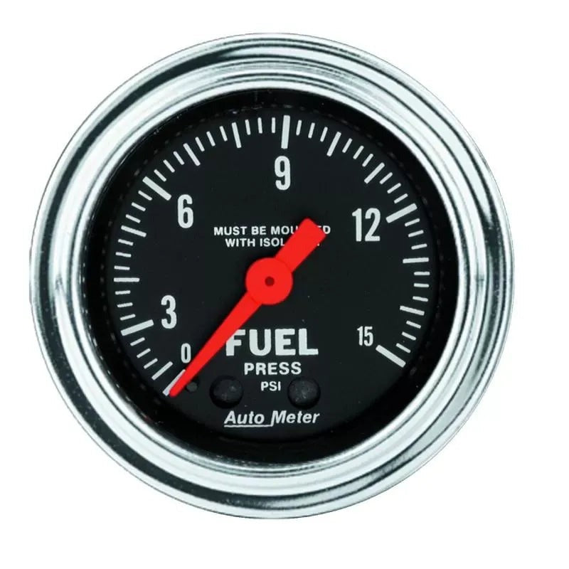 Autometer 2-1/16" 0-15 PSI Fuel Pressure Gauge Traditional Chrome | Universal (2413)