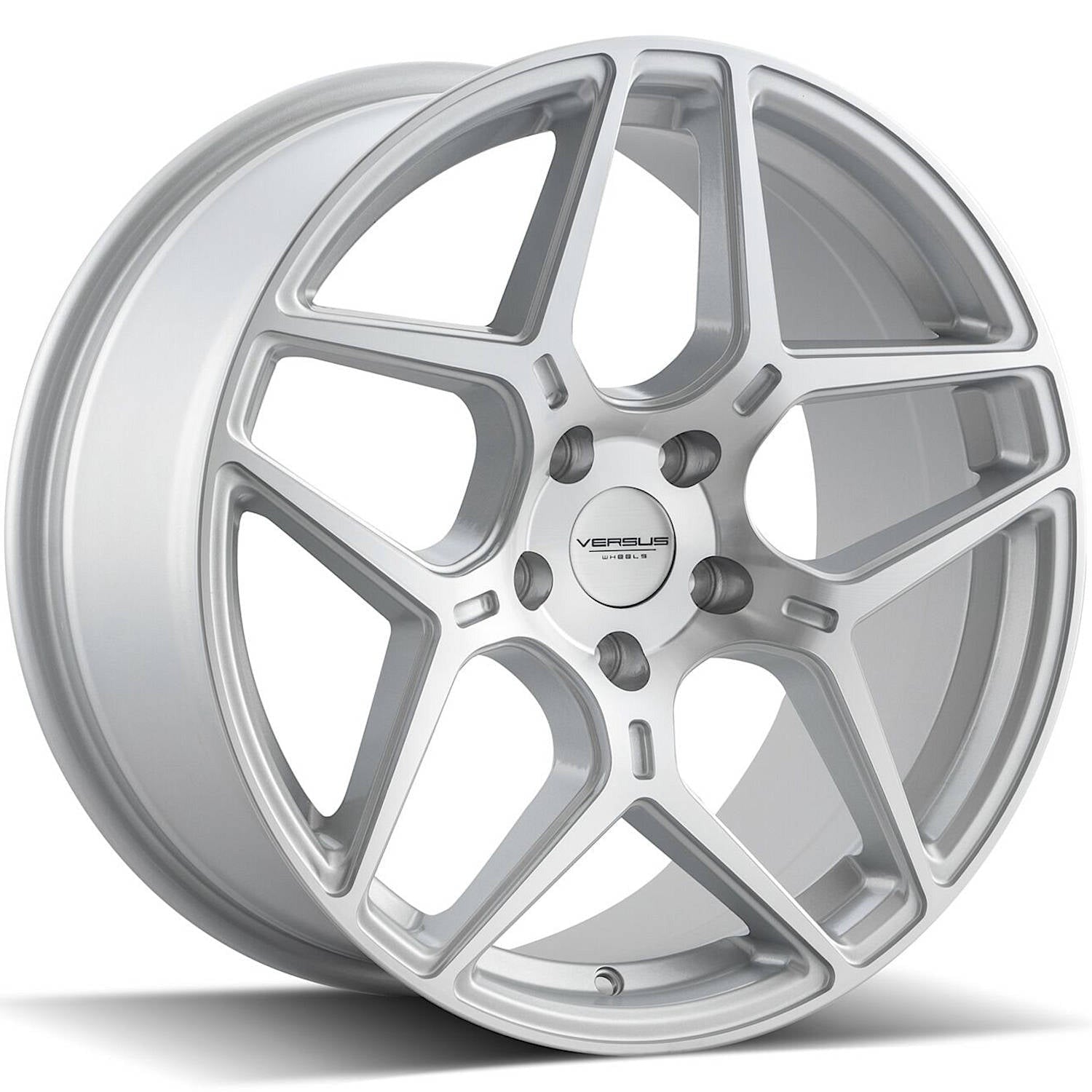 Versus Racing VS23 Silver w/Machined Spoke Faces and Outer Lip Ring 18x8.5 | 5x112 (VS2318855112+38SMF)