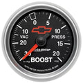 Autometer 2-1/16" 30 IN HG/20 PSI Vacuum/Boost Gauge CHEVY Red BOWTIE | Universal (3607-00406)