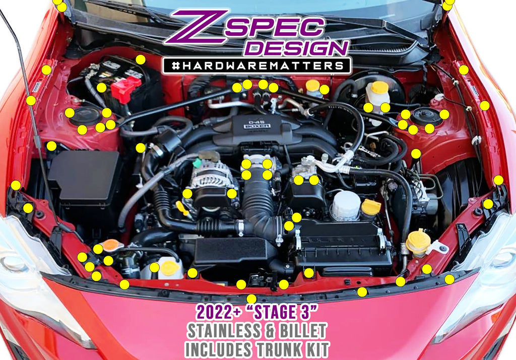 ZSPEC "Stage 3" Dress Up Bolts® Stainless/Billet Fastener Kit | 2013-2021 Subaru BRZ/Scion FR-S/Toyota 86 (00843612137616)