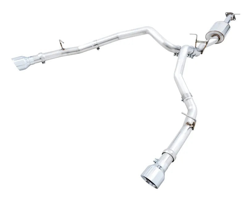 AWE 0FG Dual Rear Exit Catback Exhaust for 5th Gen RAM 1500 5.7L (with bumper cutouts) - Chrome Silver Tips (3015-32005)