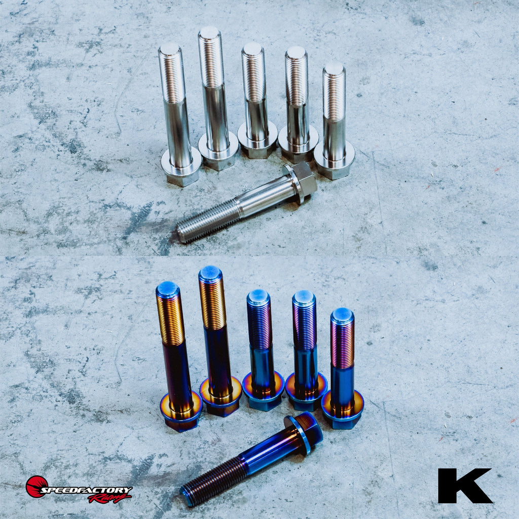 SpeedFactory Racing Titanium Transmission to Engine Bolt Kits | 2002-2006 Acura RSX Type-S, 1990-2001 Acura Integra, and 2006-2015 Honda Civic Si (SF-02-075-B/D-M12)
