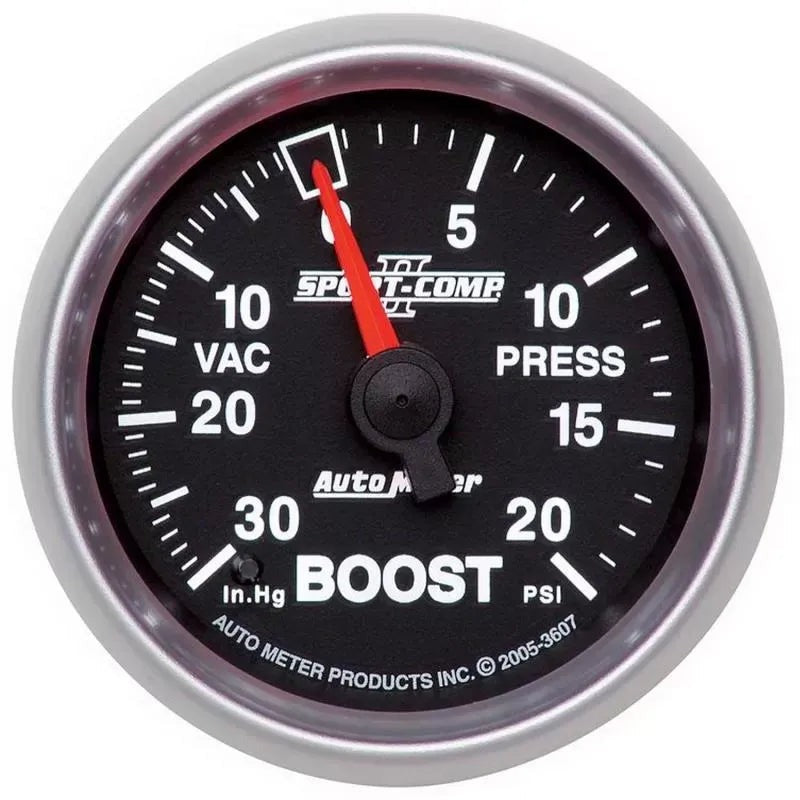 Autometer 2-1/16" 30 IN HG/20 PSI Vacuum/Boost Gauge SPORT-COMP II | Universal (3607)