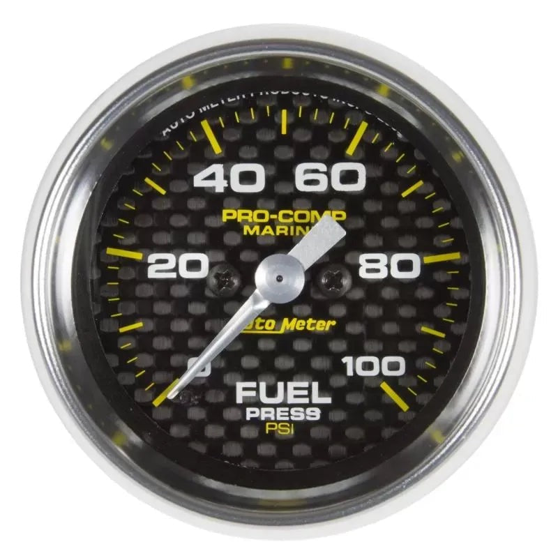 Autometer 2-1/16" 0-100 PSI Fuel Pressure Gauge Marine Carbon Fiber | Universal (200850-40)